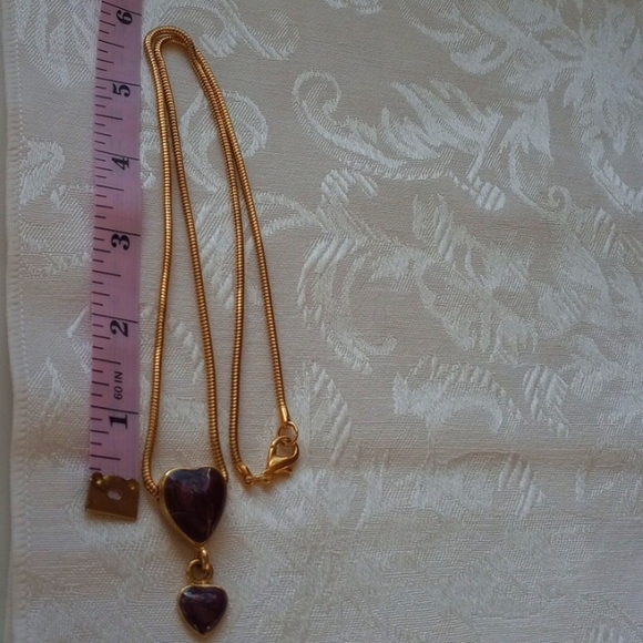 Vintage Purple enamel double heart slid 24inch necklace - Picture 7 of 8